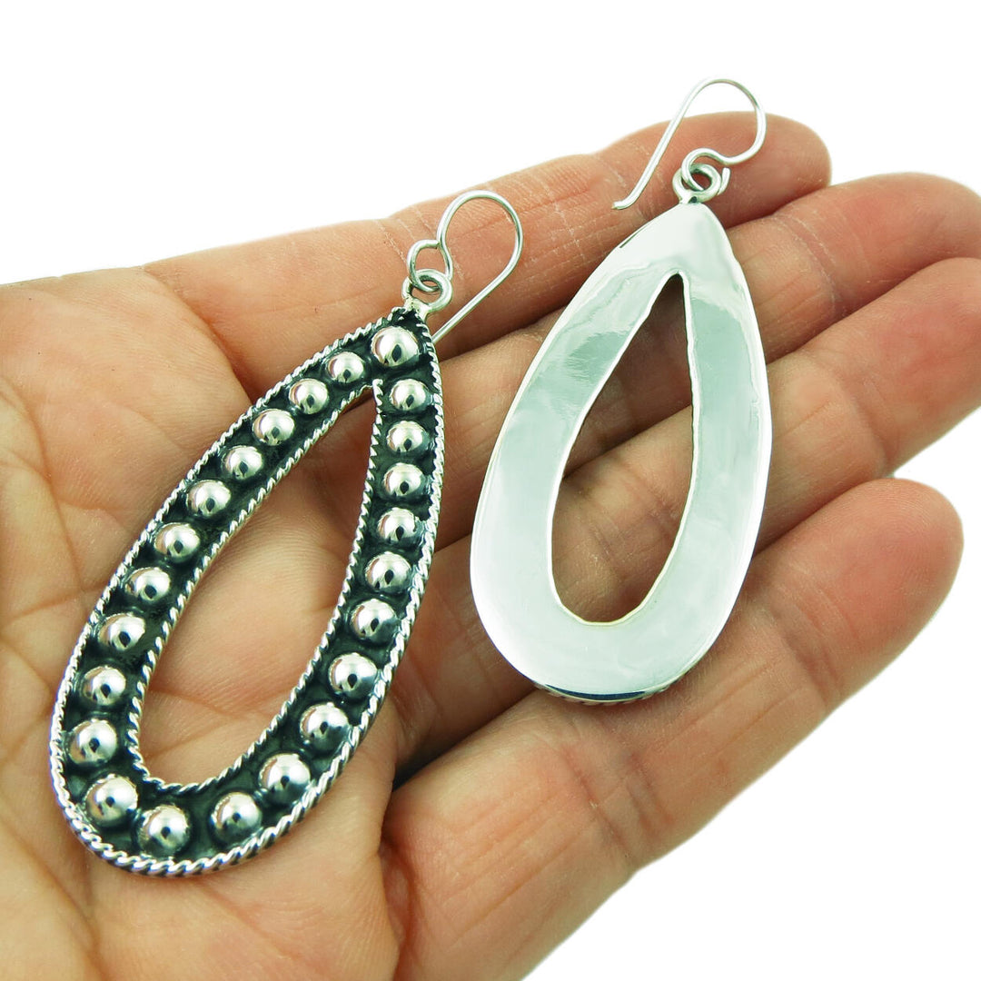 Long Sterling Silver Teardrop Earrings