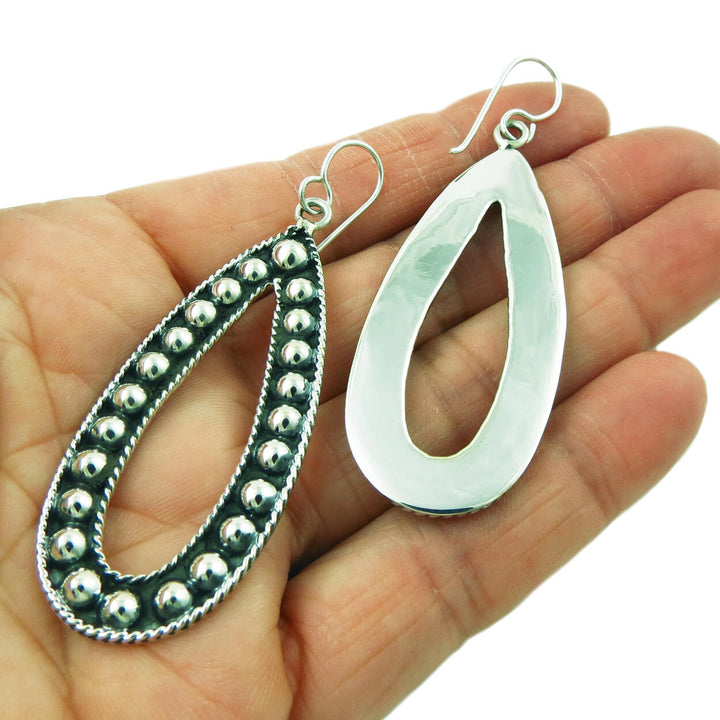 Long Sterling Silver Teardrop Earrings