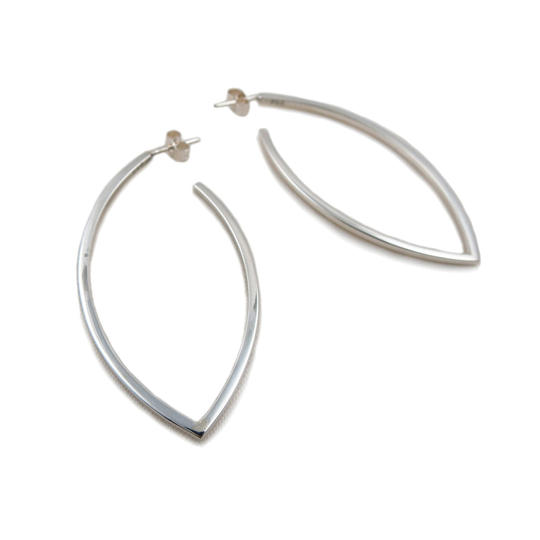 Long Sterling Silver Hoop Earrings