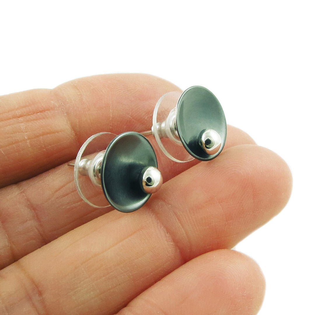 Small 925 Sterling Silver Designer Ball Bead Stud Earrings