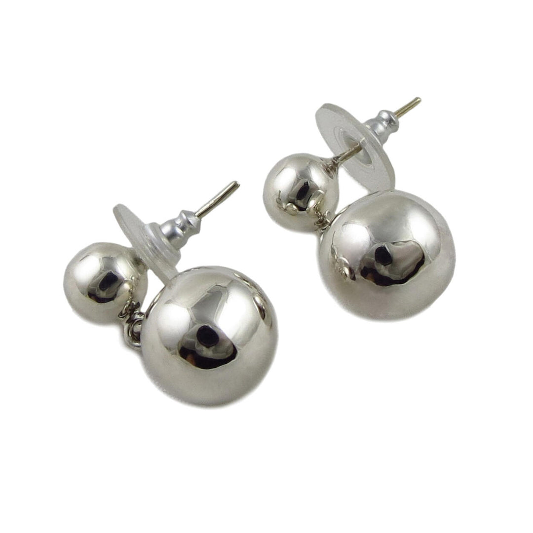 Double Ball Bead Sterling Silver Dangle Earrings for Women