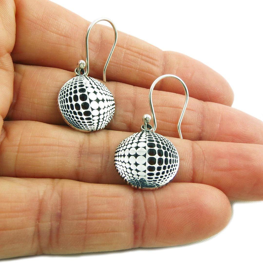Globe 925 Sterling Silver Geometric Illusion Earrings
