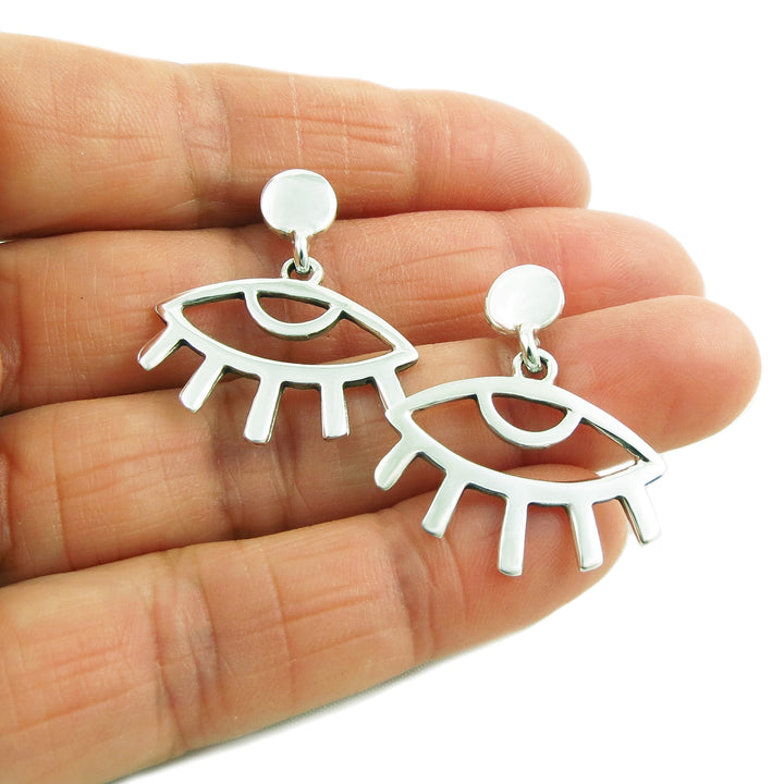 Good Luck 925 Sterling Silver Evil Eye Earrings