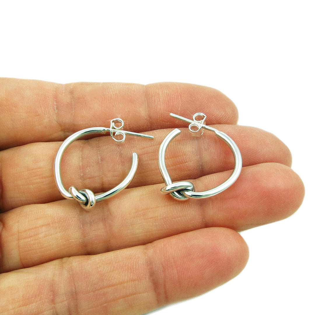 True Love Knot Circle Hoop 925 Sterling Silver Earrings