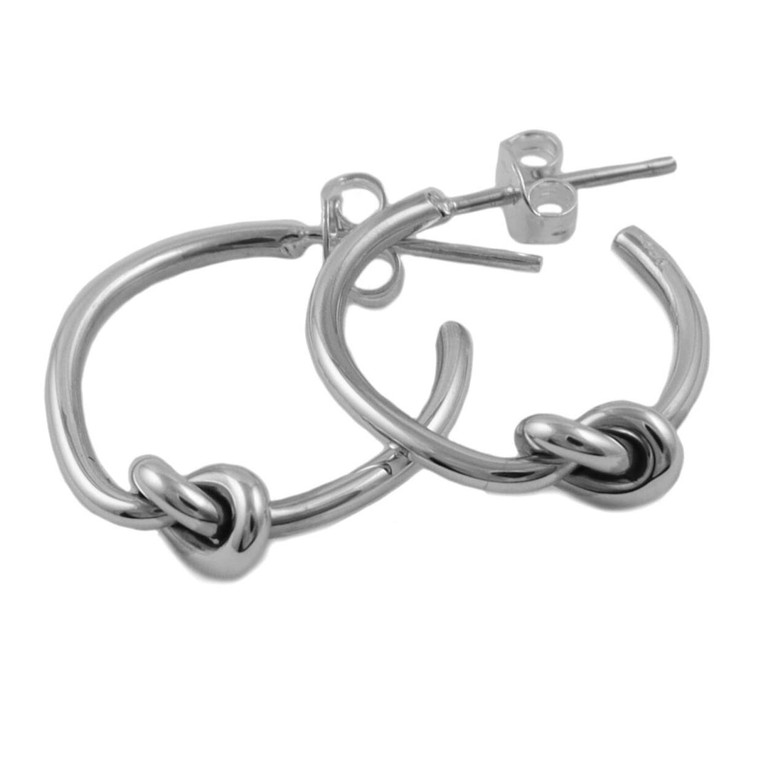 True Love Knot Circle Hoop 925 Sterling Silver Earrings