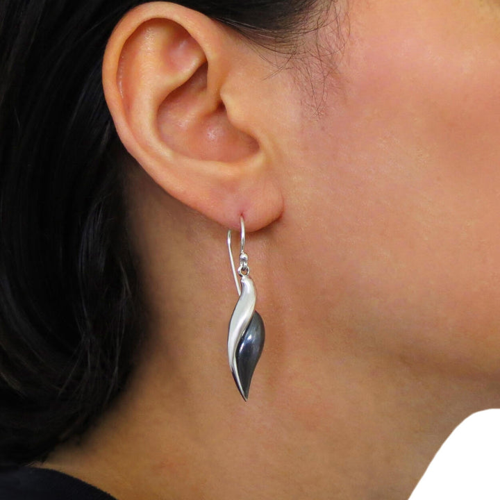 Designer Alon Diller Sterling Silver Two Tone Taxco Drop Earrings