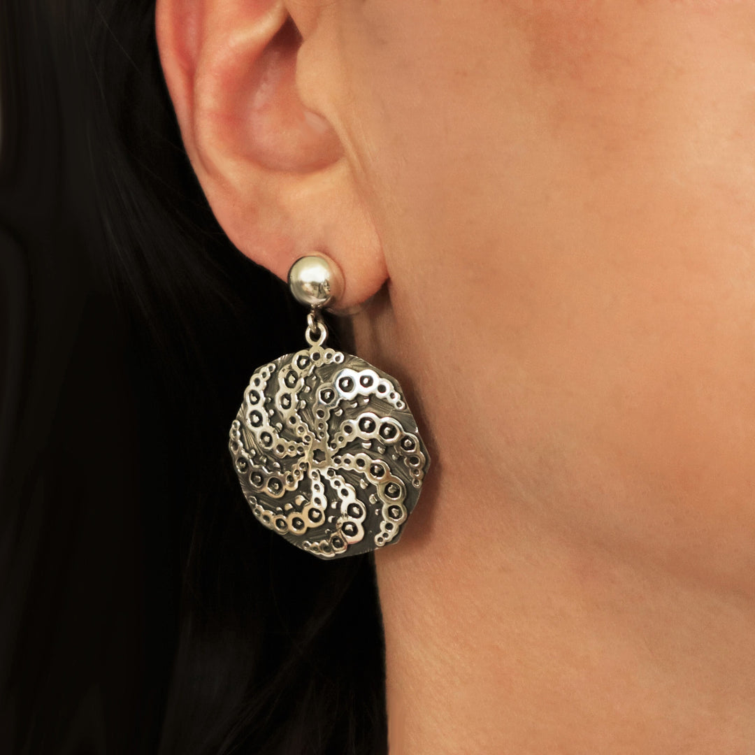 Maria Belen Circle of Life Silver Earrings