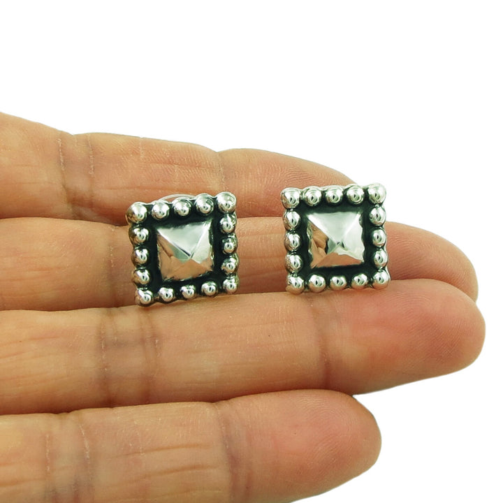 Maria Belen Taxco 925 Silver Square Earrings