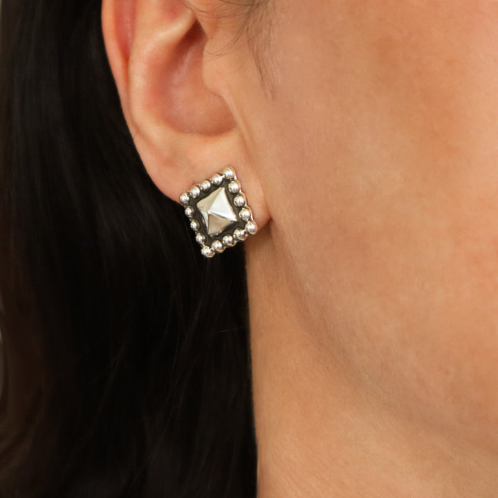 Maria Belen Taxco 925 Silver Square Earrings