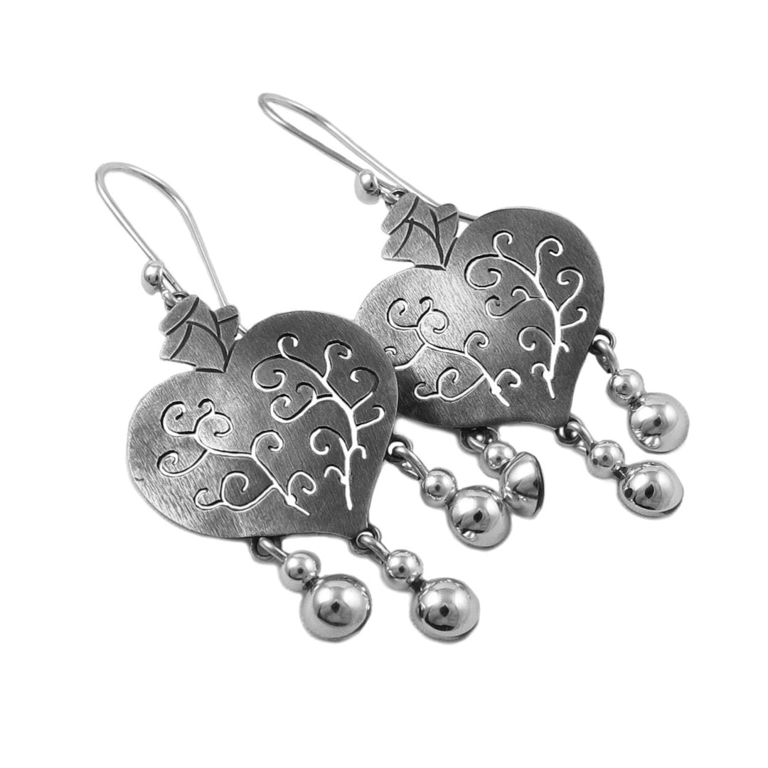 Maria Belen Nilson Taxco Silver Heart Earrings