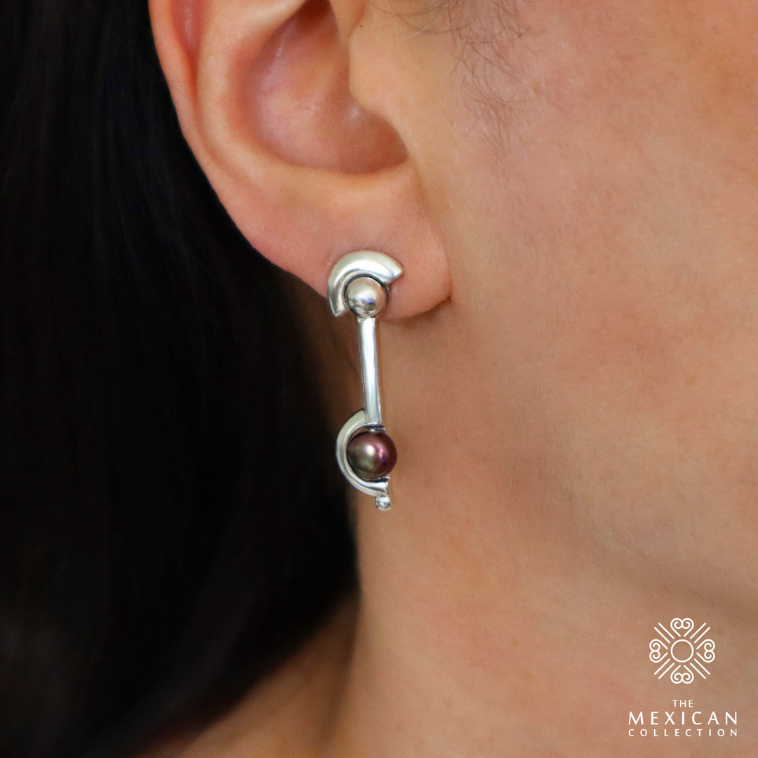 Freshwater Pearl and 925 Sterling Silver Maria Belen Designer Drop Earrings