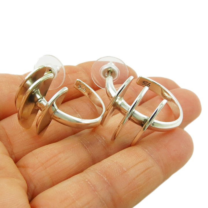 Maria Belen Sterling Silver Spilky Hoop Earrings for Women