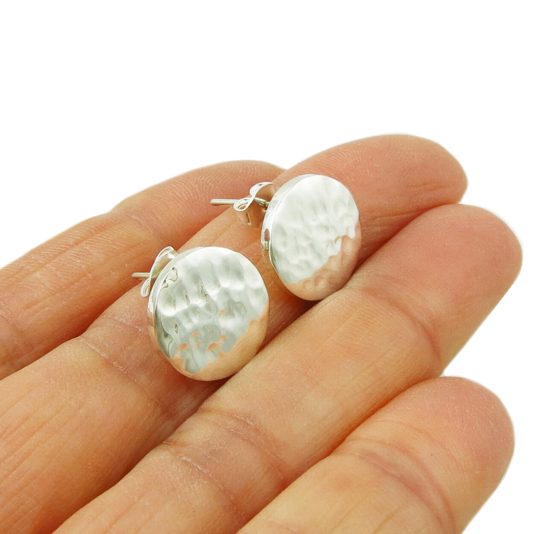 Small Sterling Silver Hammered Earrings