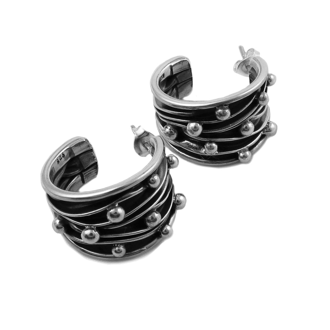 Crushed 925 Sterling Silver Circle Hoop Earrings