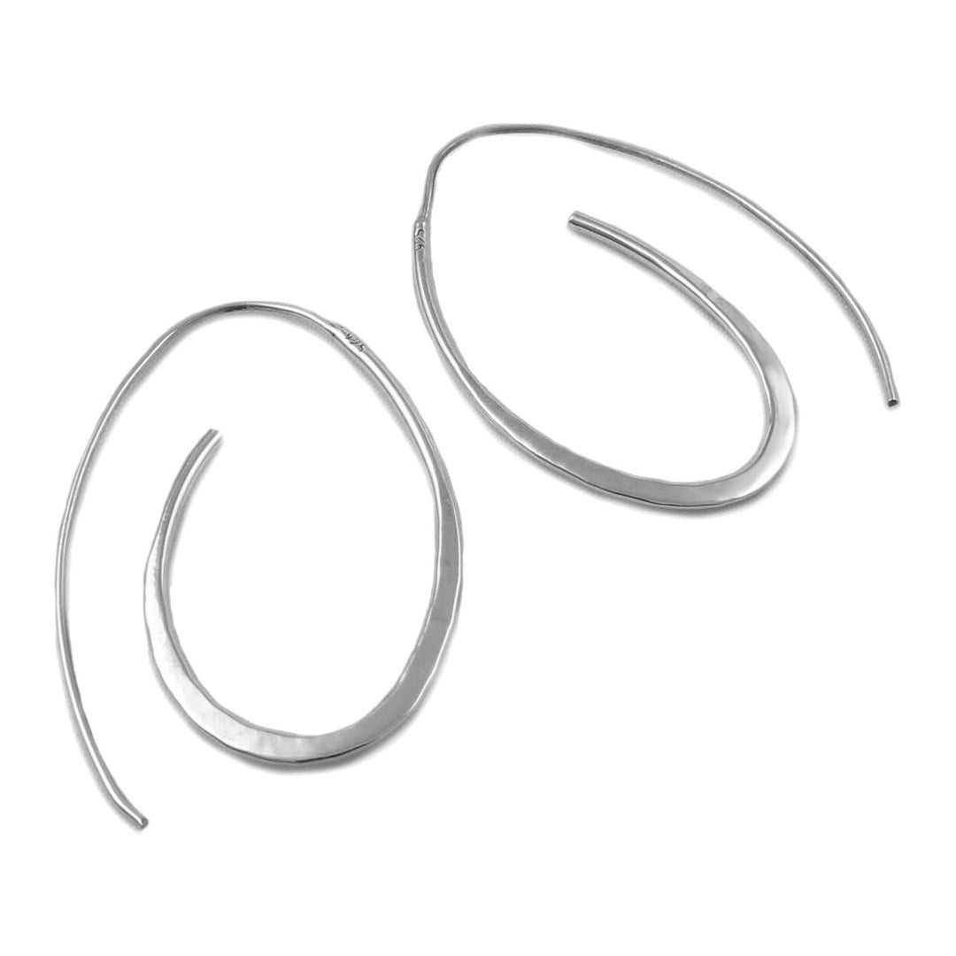 Wide Spiral 925 Sterling Silver Threader Drop Earrings