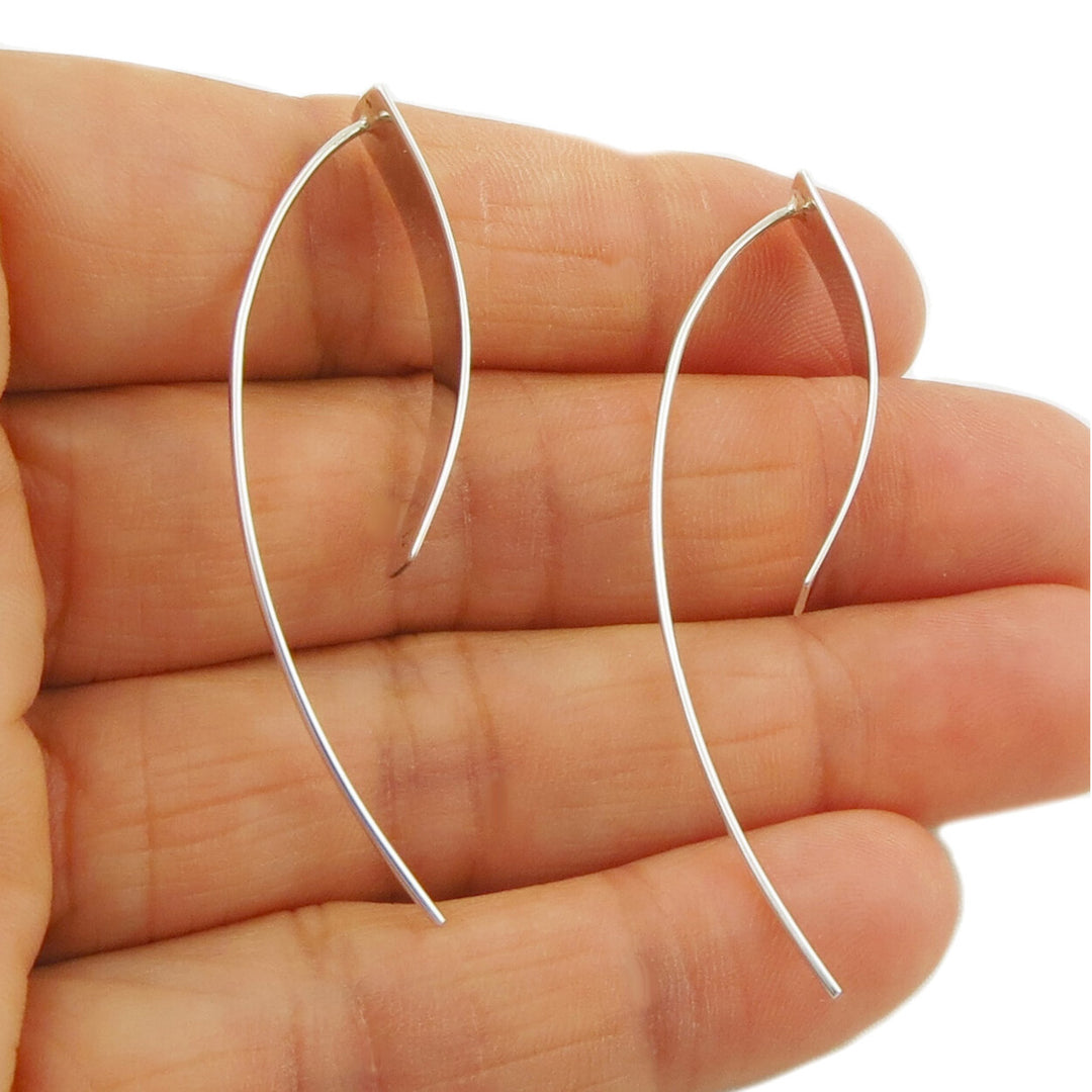 Long Curved Sterling Silver Threader Earrings