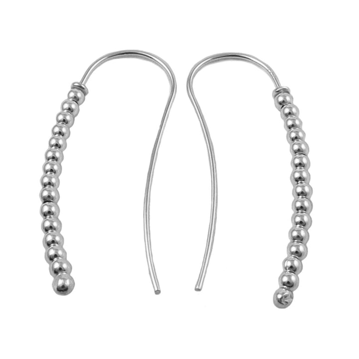 Ball Bead 925 Silver Rigid Threader Earrings