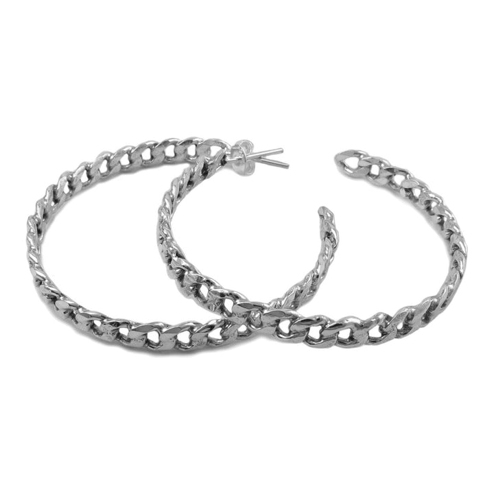 Curb Chain Hoops 925 Sterling Silver Circle Earrings