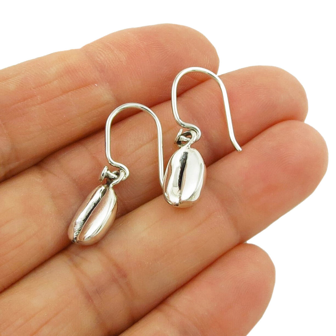 Coffee Bean Sterling Silver Dangle Earrings