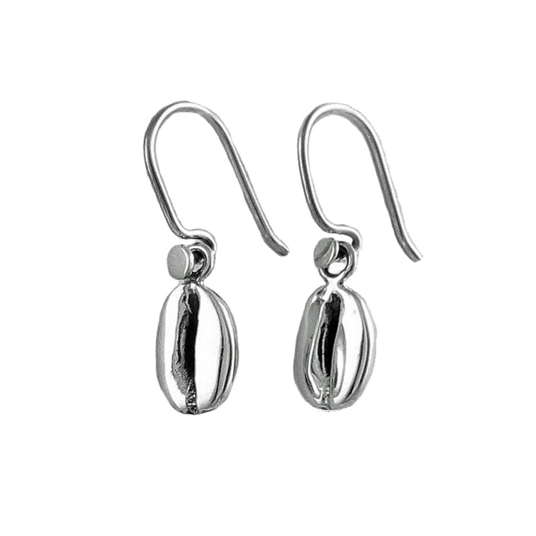 Coffee Bean Sterling Silver Dangle Earrings