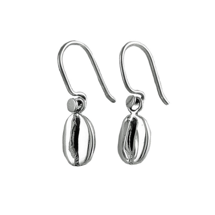 Coffee Bean Sterling Silver Dangle Earrings