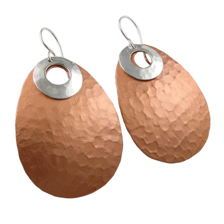 Silver and Copper Dangle Earrings