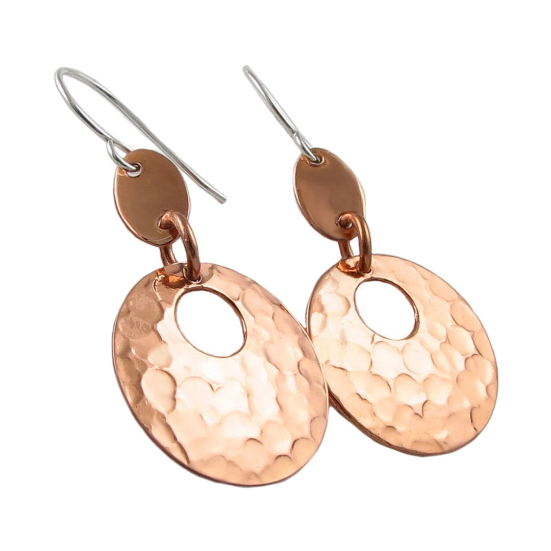 Long Copper and 925 Silver Dangle Earrings
