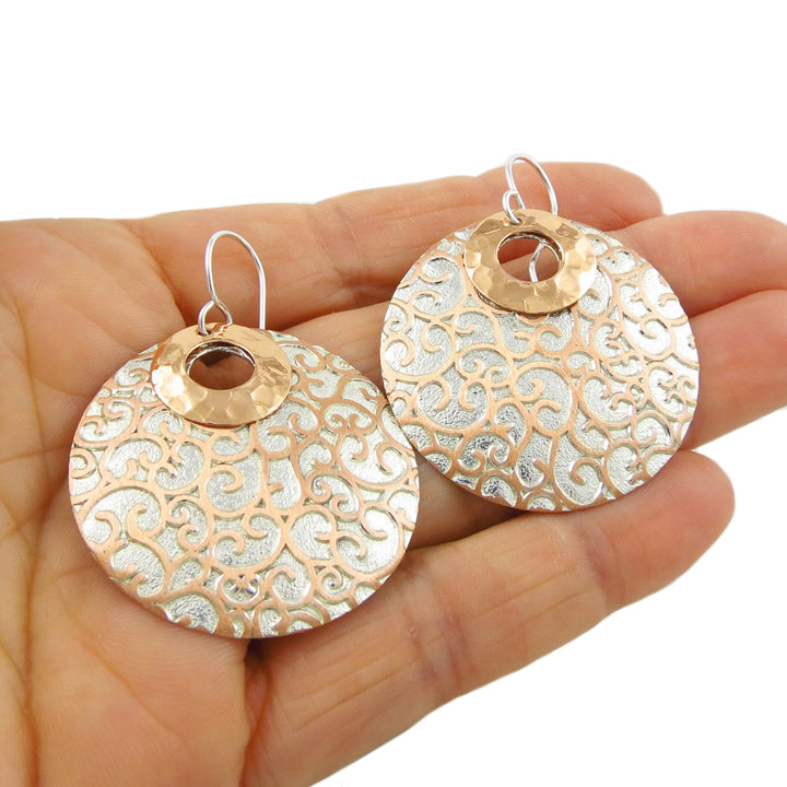 Mixed Metals Copper and Silver Earrings