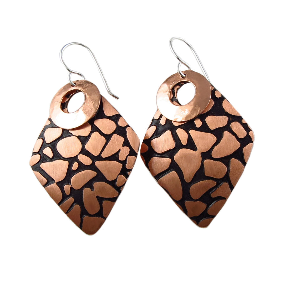Large Animal Print Copper and 925 Silver Earrings