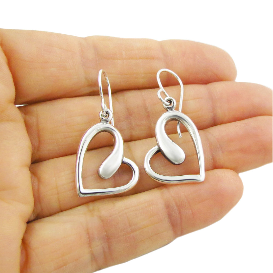 Love Heart 925 Silver Dangle Earrings for Women