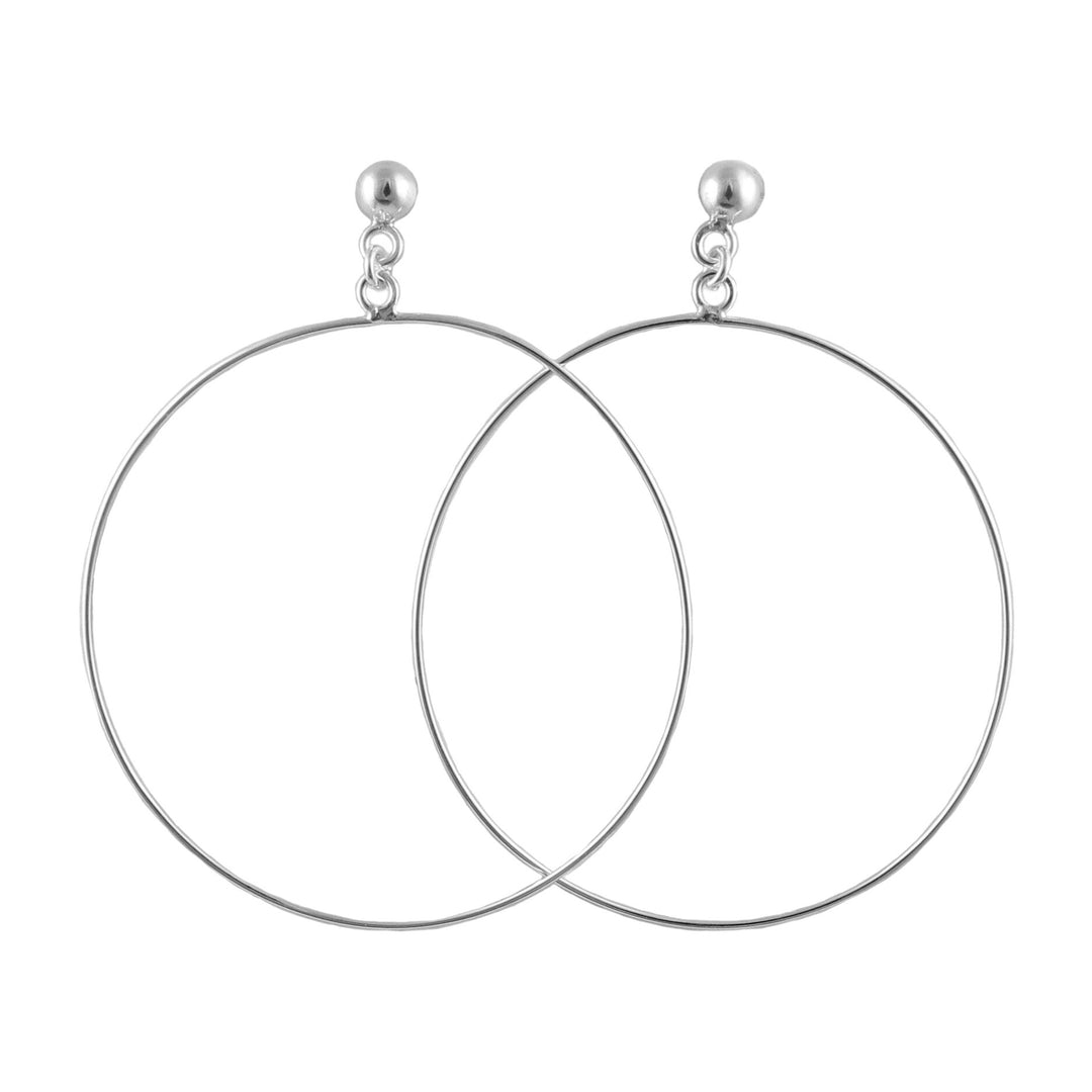 Large Lightweight 925 Silver Circle Hoop Dangle Earrings