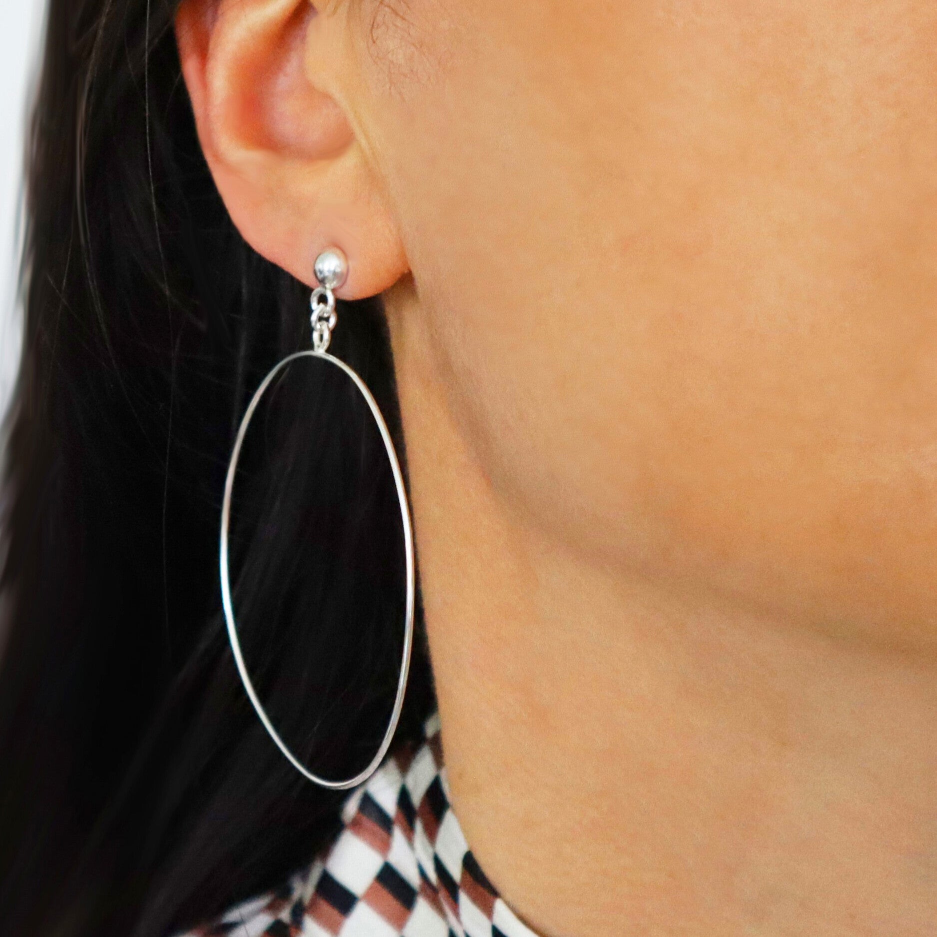 Large lightweight online silver hoop earrings