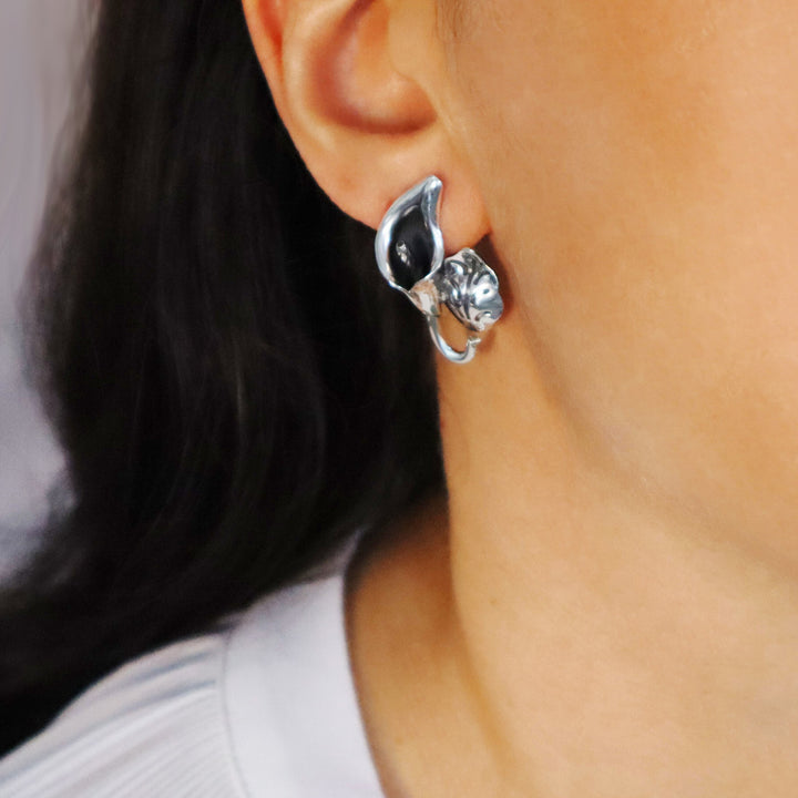 Handmade Calla Lily Sterling Silver Flower Earrings