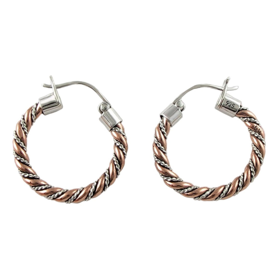 Copper and 925 Silver Circle Hoop Earrings