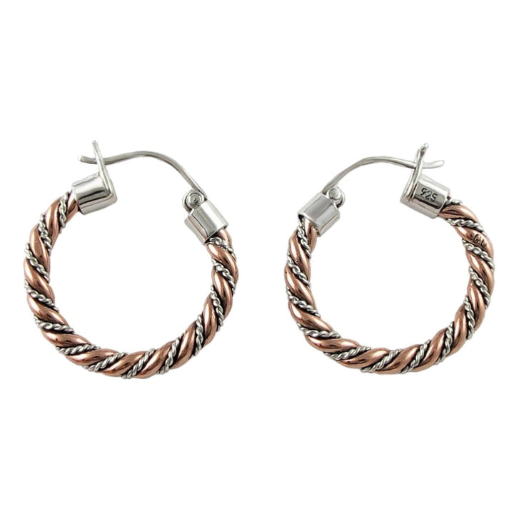 Copper and 925 Silver Circle Hoop Earrings