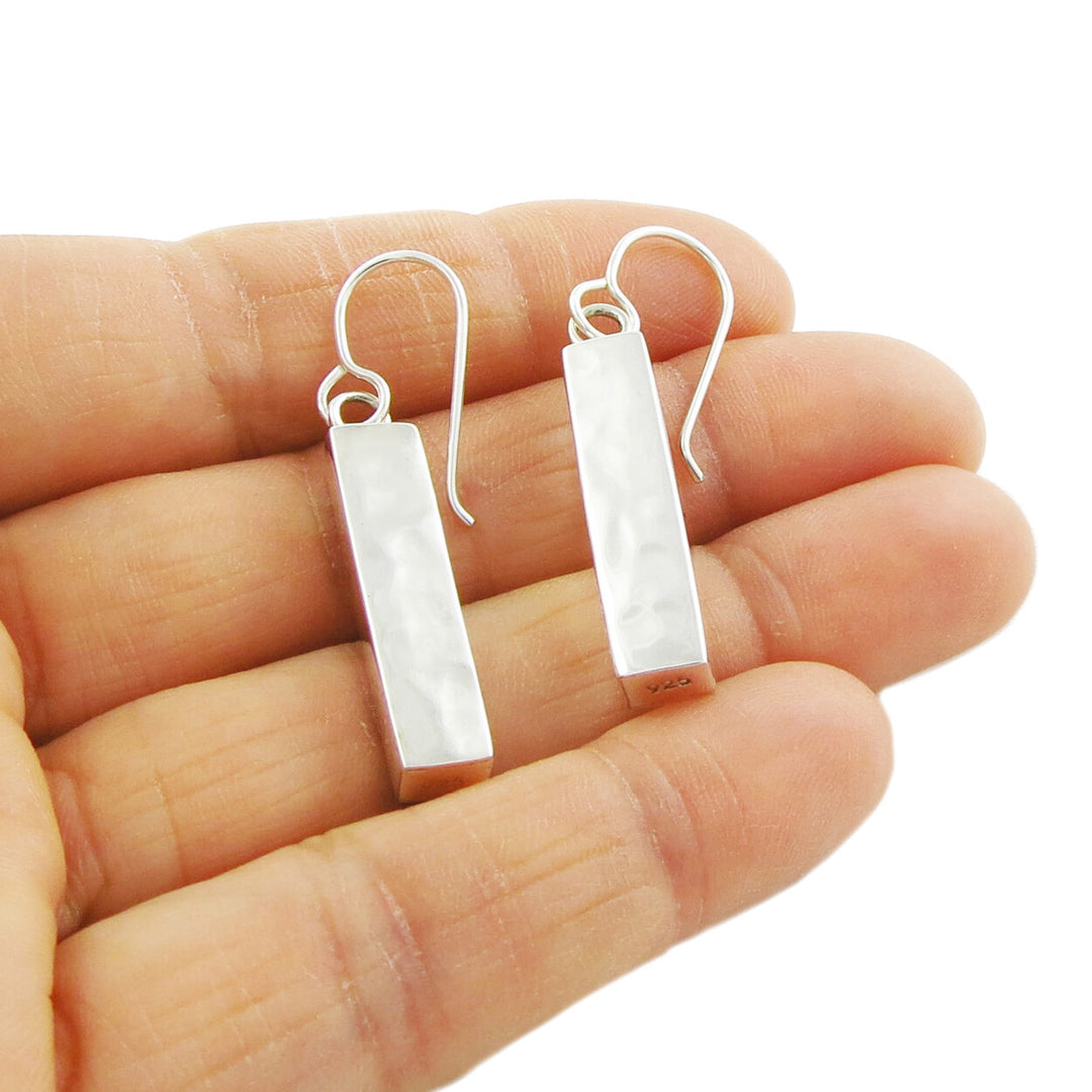 Square Prism Sterling Silver Dangle Earrings