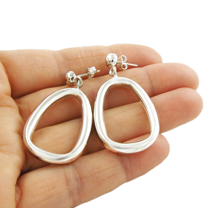 Wide Sterling Silver Tube Earrings