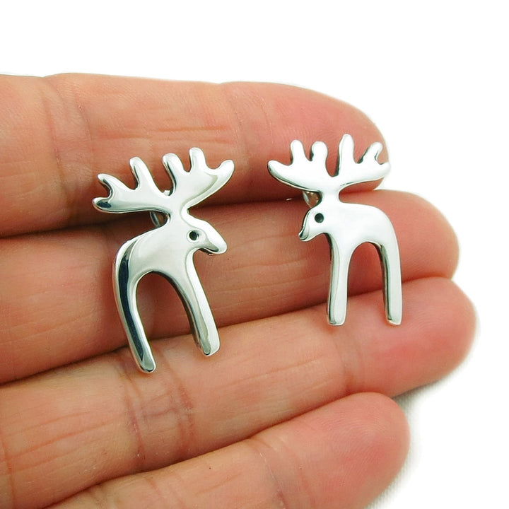 Moose Elk Totem Sterling Silver Earrings