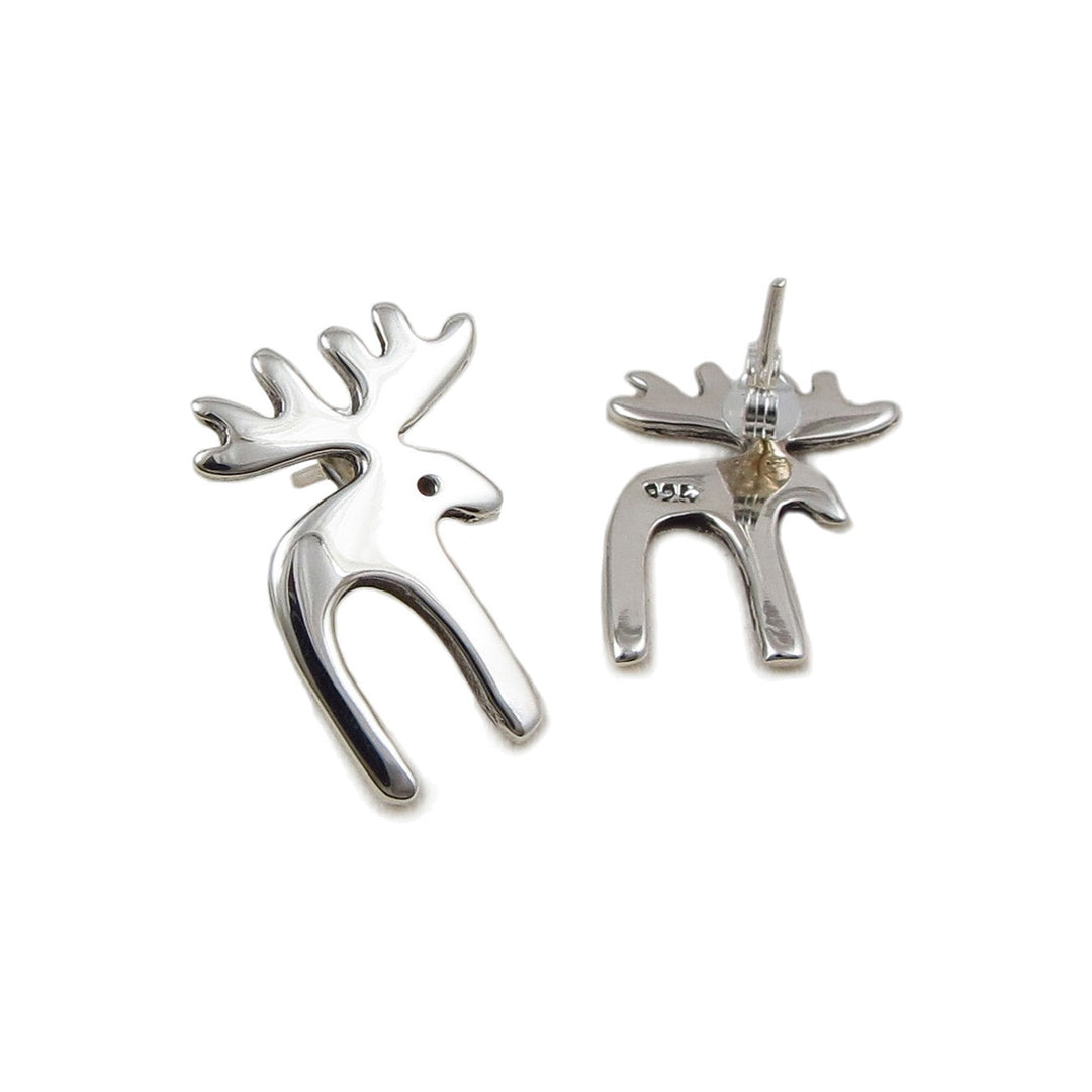 Moose Elk Totem Sterling Silver Earrings