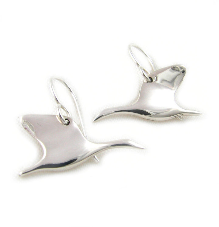 Solid Sterling 925 Silver Canadian Flying Goose Drop Earrings