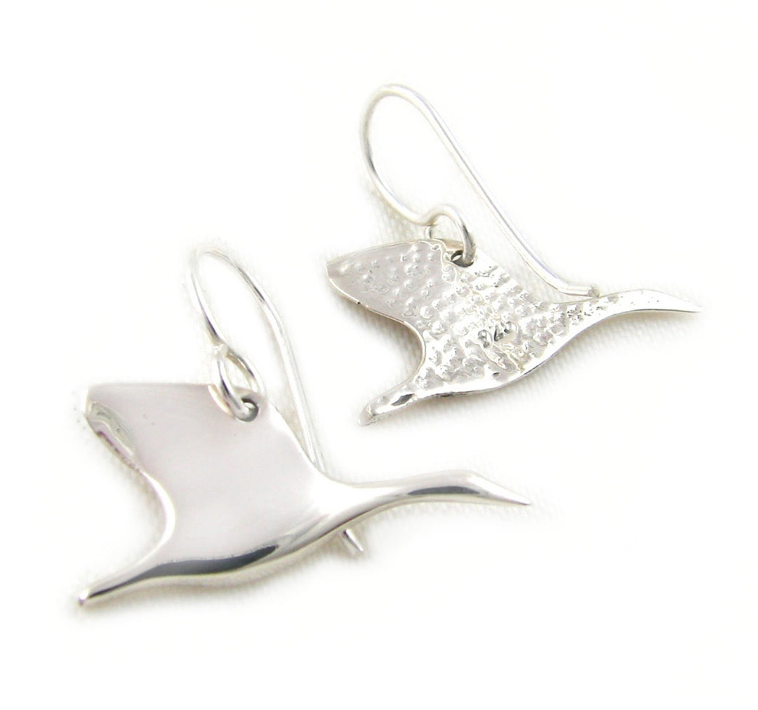 Solid Sterling 925 Silver Canadian Flying Goose Drop Earrings