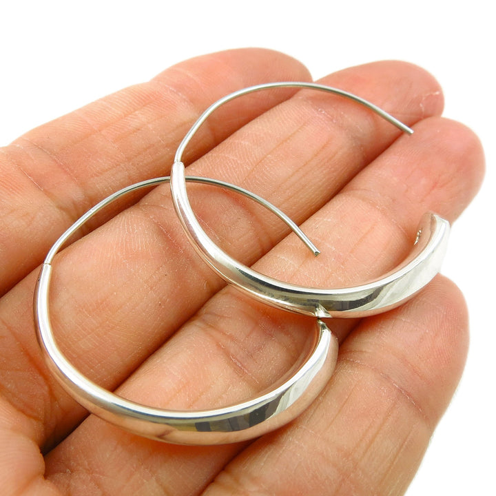 925 Silver Threader Circle Hoop Earrings
