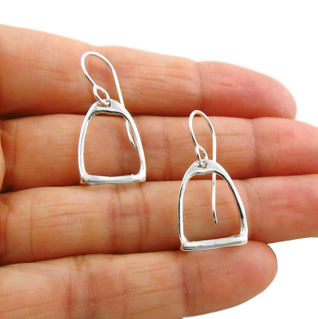Solid 925 Silver Equestrian Horse Stirrup Earrings