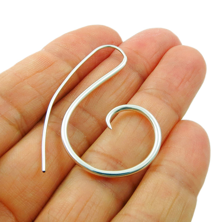 Long 925 Sterling Silver Spiral Threader Earrings
