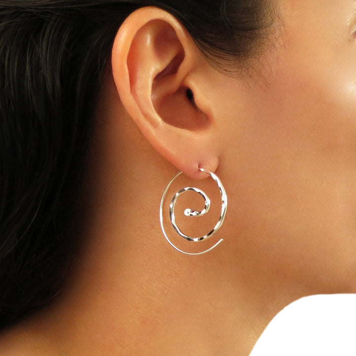 Large 925 Sterling Silver Circle Threader Earrings for Women