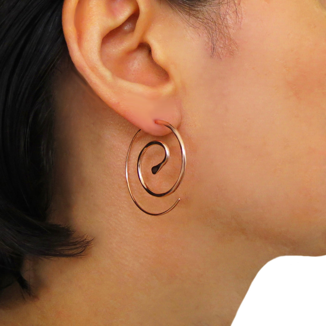 Rose Gold and 925 Silver Vermiel Spiral Threader Earrings