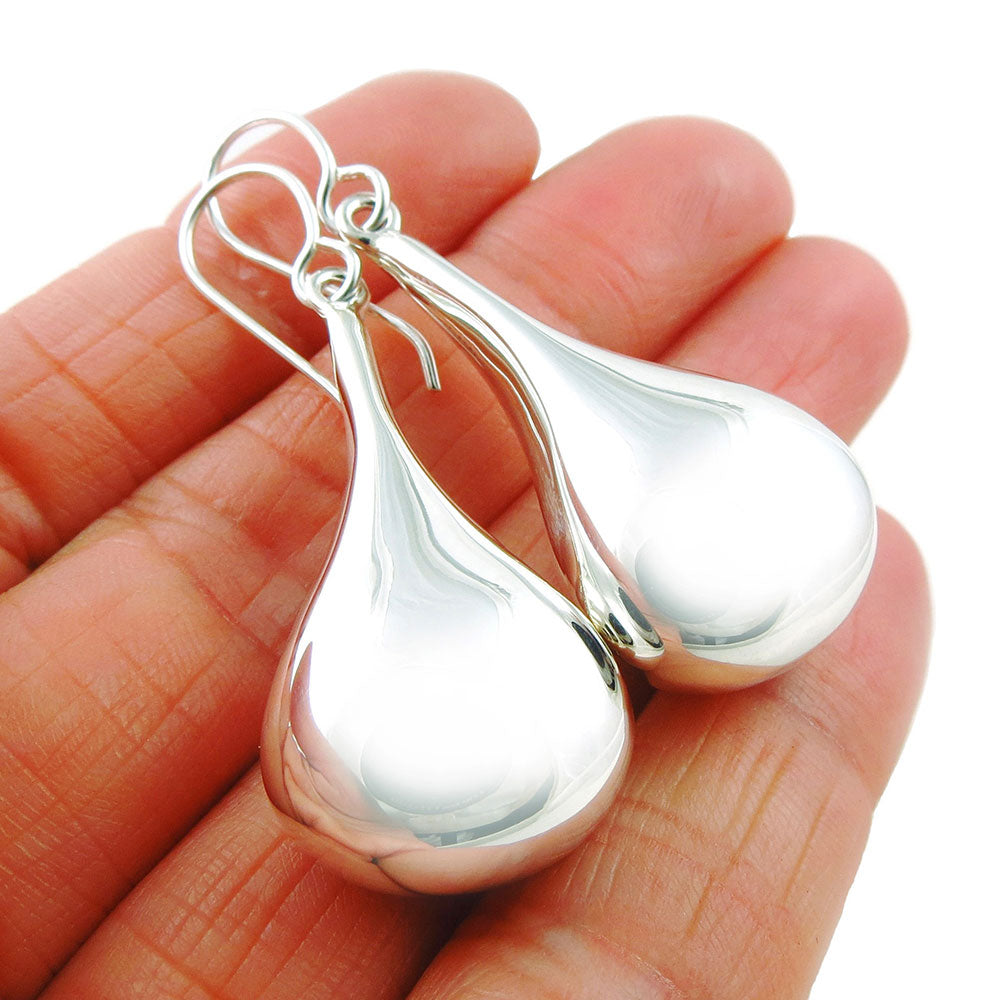Shiny 925 Sterling Silver Teardrop Earrings
