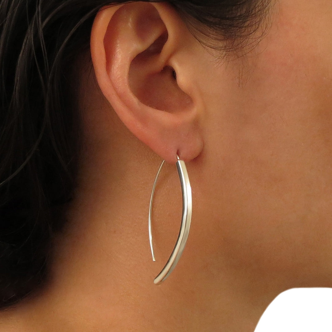 Threader 925 Sterling Silver Curved Stick Drop Earrings