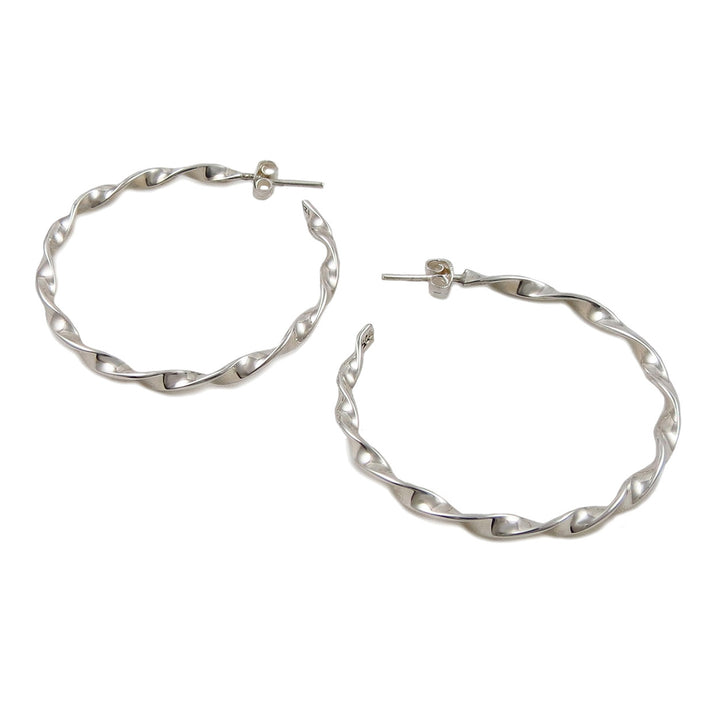 Handmade 925 Sterling Silver Twisted Hoops Circle Earrings