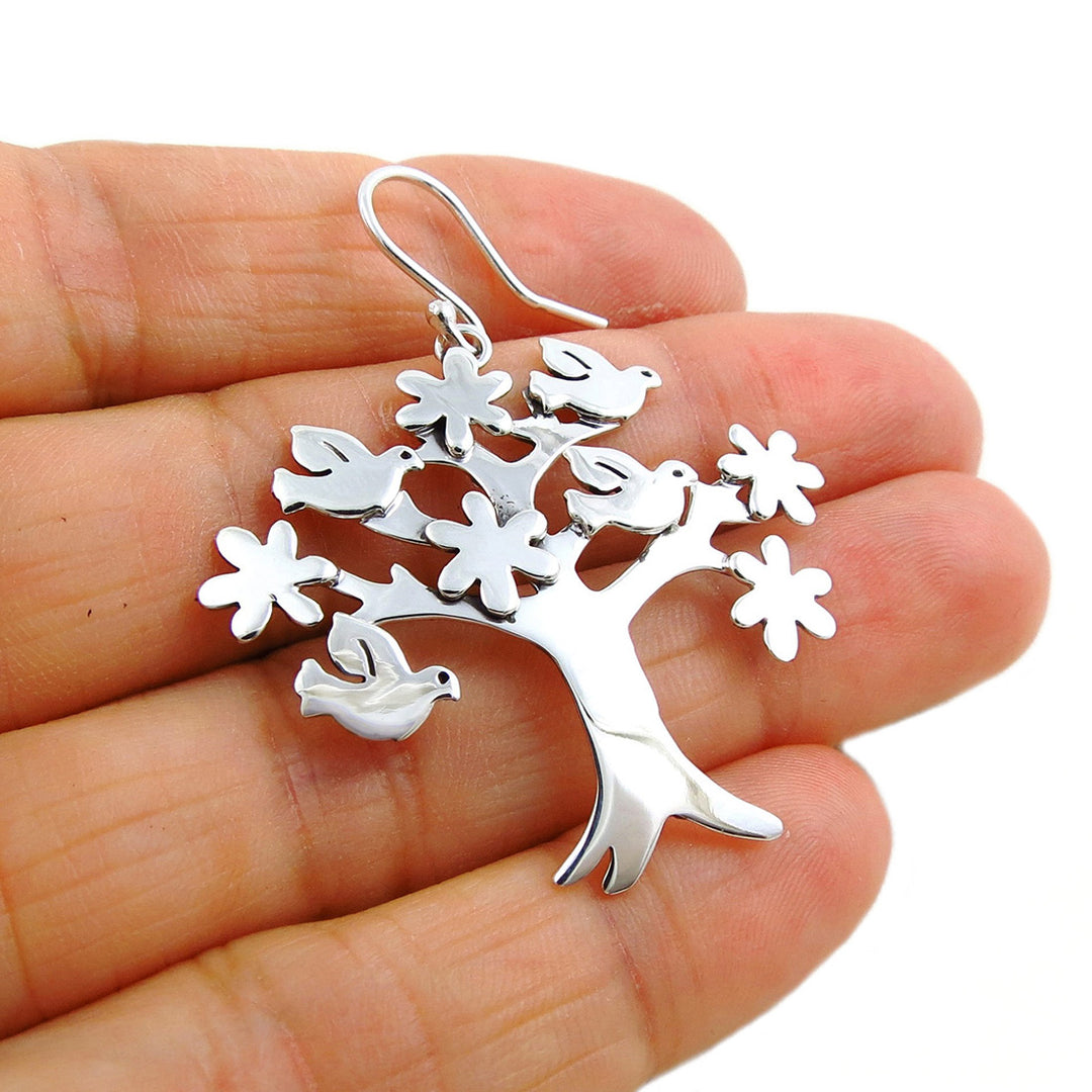 Tree of Life Sterling Silver Dangle Earrings for Women
